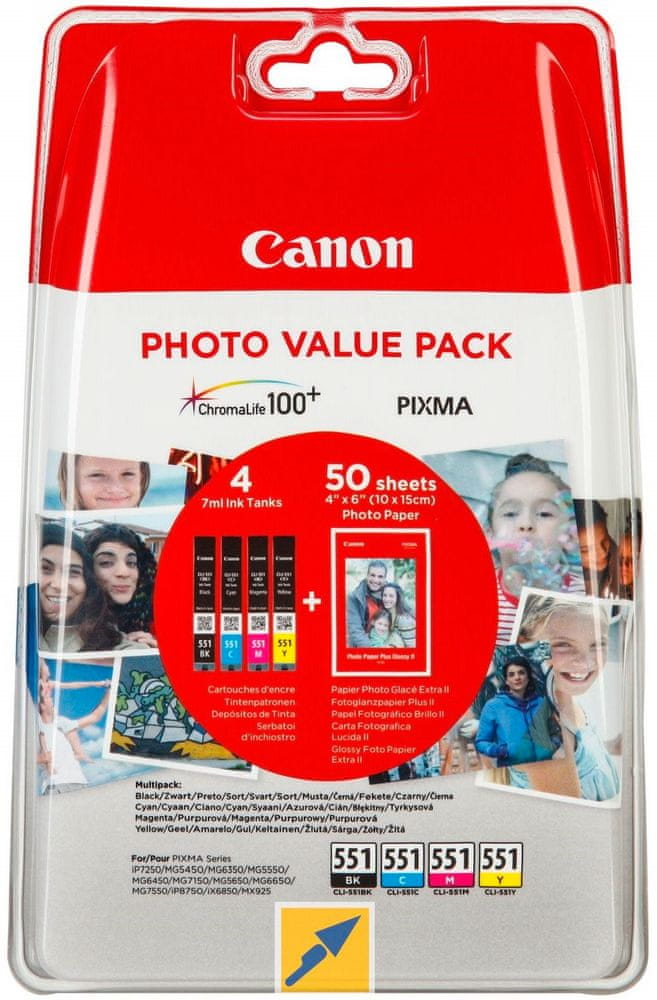 Canon CLI-551CMYBK, Multipack + 50x PP-201 photopaper